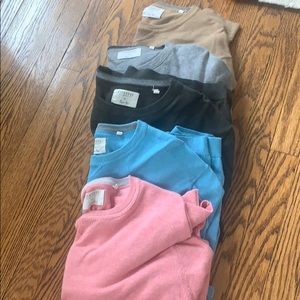 5 Linksoul sweaters. blue salmon green gray +beige